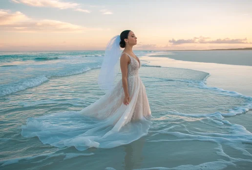 Noiva agua praia
