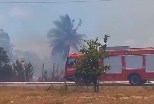 Incêndio às margens da PB-008 mobiliza bombeiros em João Pessoa