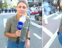 Jornalista e baleada ao vivo nos protestos de LA