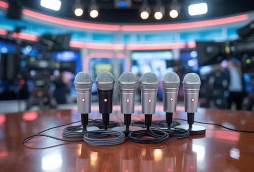 Microfones jornalismo encontro