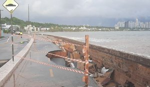 Interrupção de trecho da ciclovia em Cabo Branco, após chuvas em março deste ano.