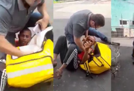 Vídeo mostra motoboy sendo agredido após tentar cobrar entrega