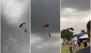 Vídeo mostra momento em que homem morre após ser atingido por paraquedista