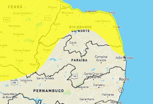 Inmet divulga alerta de chuvas para quase 50 cidades da Paraíba; confira