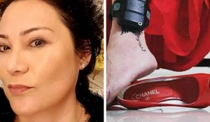 Nelma Kodama a doleira do sapato Chanel tira tornozeleira eletronica