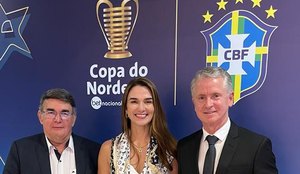 Roberto Burity (Presidente do Botafogo-PB), Michele Ramalho (Presidente da FPF) e André Vajas (Superintendente da RTC)