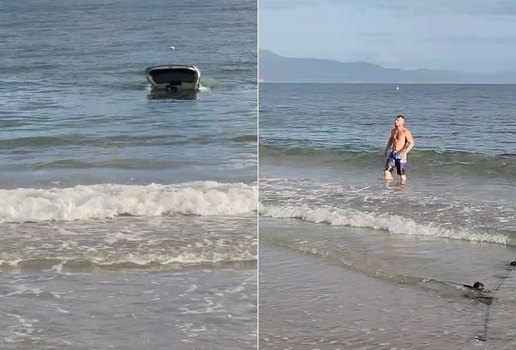 Homem fugiu carro mar