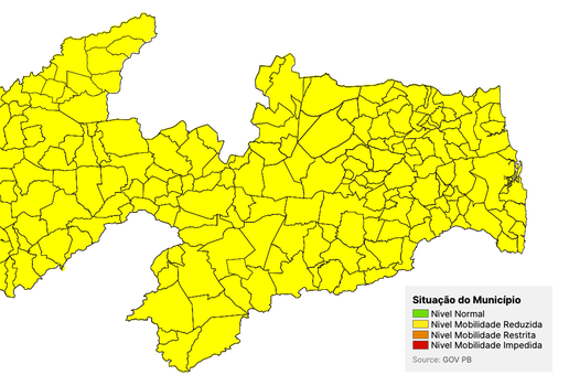 Novo Normal |Apenas uma cidade da PB está em bandeira laranja