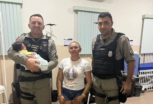 Bebê foi salvo por policiais militares do 12º Batalhão