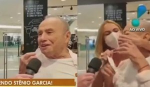 Stênio Garcia é retirado à força de entrevista por esposa; veja