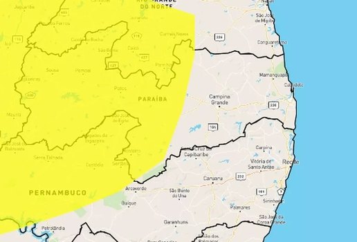 Quase 70 municípios paraibanos estão em alerta de perigo potencial de chuvas