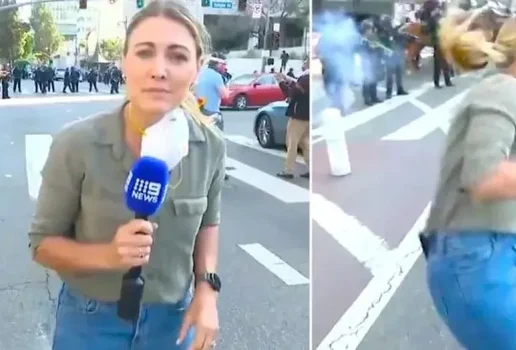 Jornalista e baleada ao vivo nos protestos de LA