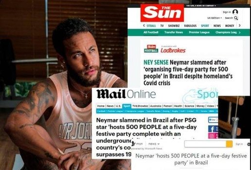 Reveillon de Neymar para 500 pessoas na pandemia vira noticia internacional