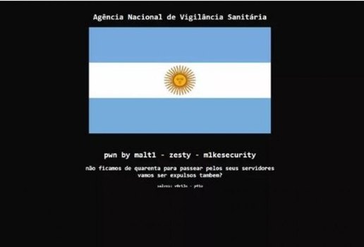 Anvisa tira site do ar após ataque hacker com bandeira da Argentina