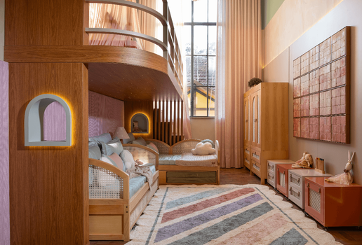 A decoração do quarto infantil pode acompanhar o desenvolvimento das crianças (Projeto: Marta Martins | Foto: Salvador Cordaro)