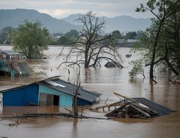 Inundacao enchente e destruicao no Mianmar ideogram