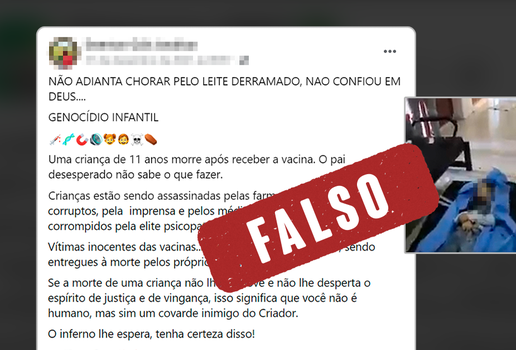 É falso vídeo que sugere morte de criança após tomar vacina na PB, dis SES