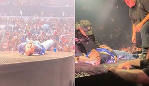 Post Malone cai em show e retorna ao palco após atendimento