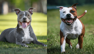 O pitbull e o american staffordshire terrier são cachorros diferentes (Imagem: GoDog Photo e Eve Photography | Shutterstock)