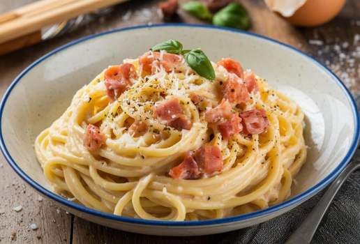 Macarrão à carbonara com bacon (Imagem: Foodgraphy39 | Shutterstock)