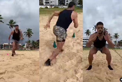 De Férias, Hulk aparece treinando na orla de João Pessoa; veja