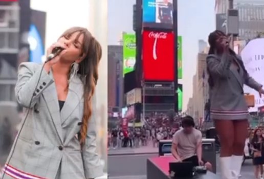 Eliminada do 'De Férias com o Ex Celebs' canta no meio da Times Square
