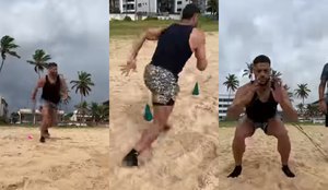 De Férias, Hulk aparece treinando na orla de João Pessoa; veja