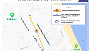 Obras alteram trânsito no bairro Cabo Branco, em João Pessoa; confira