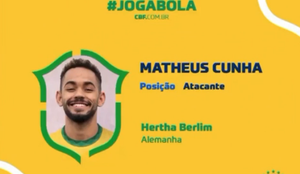 Matheus Cunha foi convocado para a seleção olímpica
