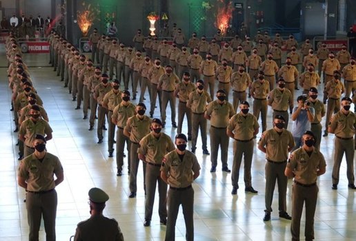 Solenidade de formatura de soldados da Polícia Militar realizada neste ano.