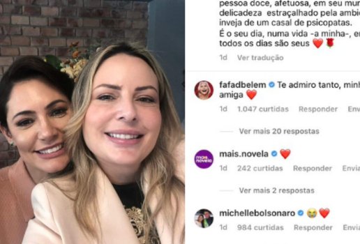 Após almoço com Guilherme de Pádua, Michelle Bolsonaro comenta post de Glória Perez
