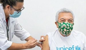 Mauricio de Sousa criador da Turma da Monica e vacinado contra Covid 19 em Sao Paulo 600x400