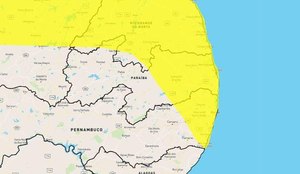 Alerta amarelo de perigo potencial de chuvas emitido para municípios paraibanos.