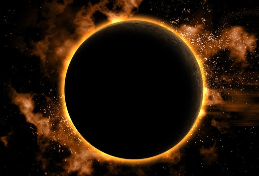 A lua passa entre o sol e a terra durante eclipse solar anular.