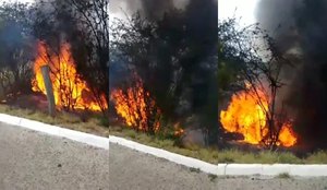 Após cair em barranco, carro pega fogo e deixa três mortos na Paraíba