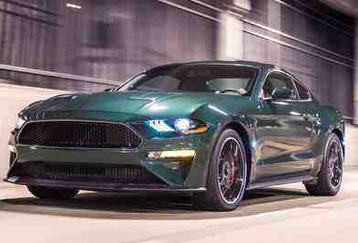 2019 Ford Mustang Bullitt front side view in motion 768x510