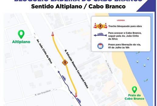Obras alteram trânsito no bairro Cabo Branco, em João Pessoa; confira