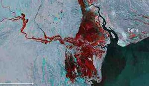 Imagem satelite revela dimensao da inundacao em Mocambique 01