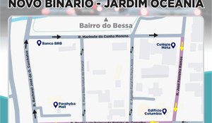 Semob JP implanta novo binario com mudanca de circulacao em vias do Jardim Oceania