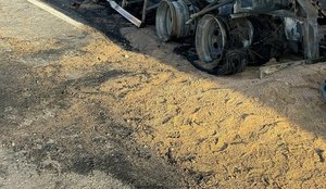 ATENDIMENTO A INCENDIO EM VEICULO DE CARGA BR 412 Na tarde deste sabado 01 guarnicoes do