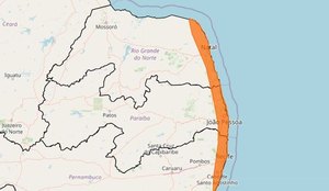 Além da Paraíba, Pernambuco e Rio Grande do Norte estão sob alerta.