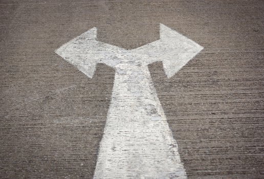 Left and right road sign on the road 1 01