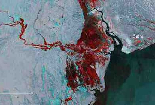 Imagem satelite revela dimensao da inundacao em Mocambique 01