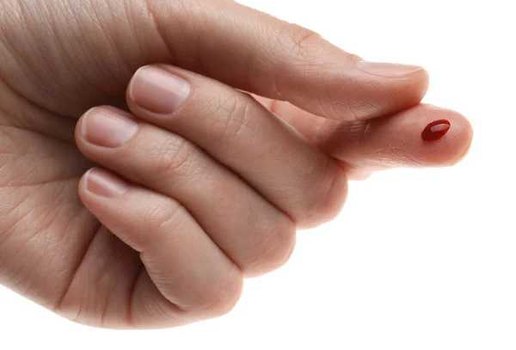 Depositphotos 481520322 stock photo woman pricked finger blood drop