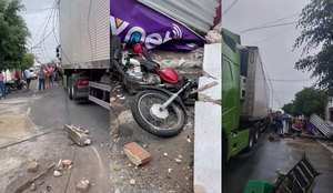 Caminhão baú arrasta fiação e deixa mulher ferida na Paraíba