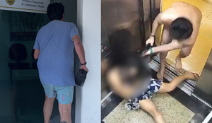 Câmera de segurança de elevador flagrou a agressão em João Pessoa