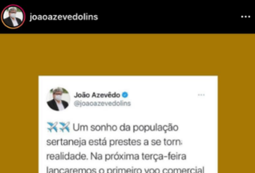 Postagem do governador João Azevêdo