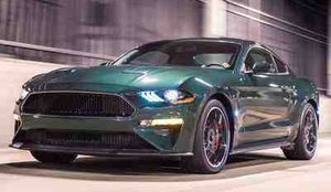 2019 Ford Mustang Bullitt front side view in motion 768x510